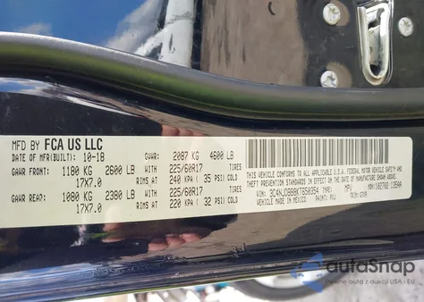 2019 Jeep Compass Latitude 4X4 from USA, damaged, VIN 3C4NJDBB8KT650354